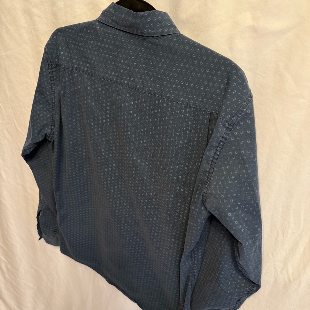 Wrangler Flex for Comfort Cotton M Long Sleeve Button Front Shirt Microprint - Picture 7 of 13